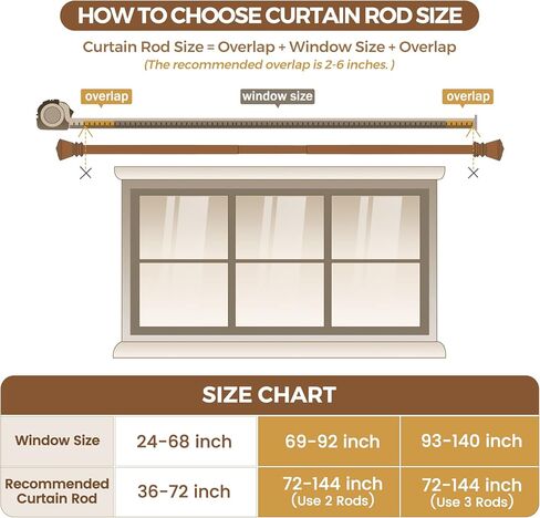 قضبان ستائر KAMANINA مقاس 1 بوصة من 72 إلى 144 بوصة (6-12 قدم)، وقضبان ستائر مفردة باللون الذهبي الشمبانيا للنوافذ، وأطراف كريستال أكريليك in Kuwait