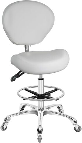 Rolling Stool Adjustable Drafting Chair Heavy Duty with Wheels for Office Home Desk Chair Big Size(Camel) in Saudi Arabia