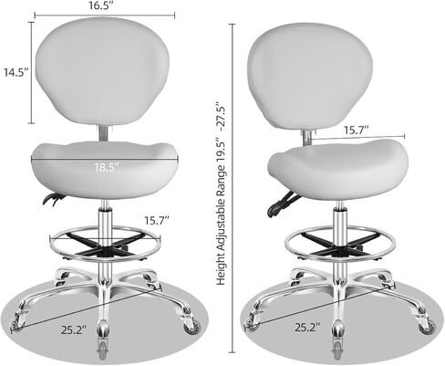 Rolling Stool Adjustable Drafting Chair Heavy Duty with Wheels for Office Home Desk Chair Big Size(Camel) in Saudi Arabia