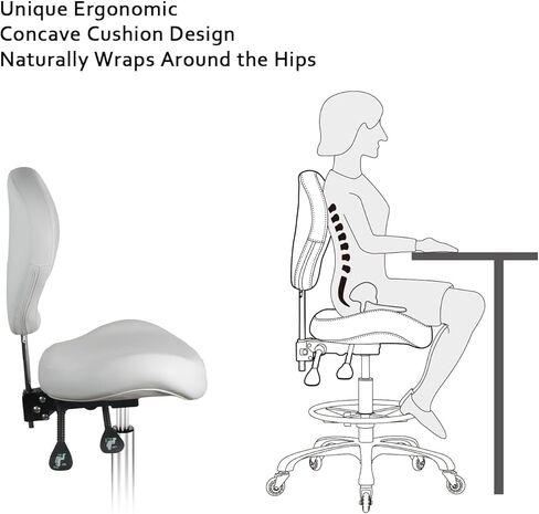 Rolling Stool Adjustable Drafting Chair Heavy Duty with Wheels for Office Home Desk Chair Big Size(Camel) in Saudi Arabia