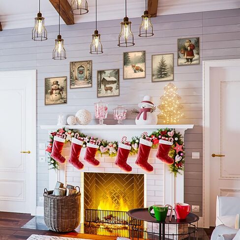 Thcbme Christmas Wall Art Decor Bedroom Wall Art Posters 6 Pieces Christmas Art Prints Farmhouse Reindeer Painting Decor for Living Room Bedroom Office Home Decor 8 x 10 Inch Unframed in Saudi Arabia