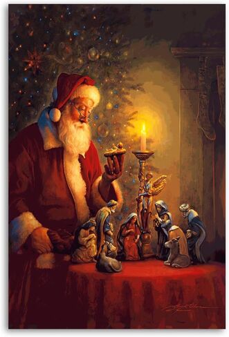 Christmas Santa Claus And Nativity Scene Poster Decorative Painting Canvas Wall Art Living Room Posters Bedroom Painting 16x24inch(40x60cm) in Saudi Arabia