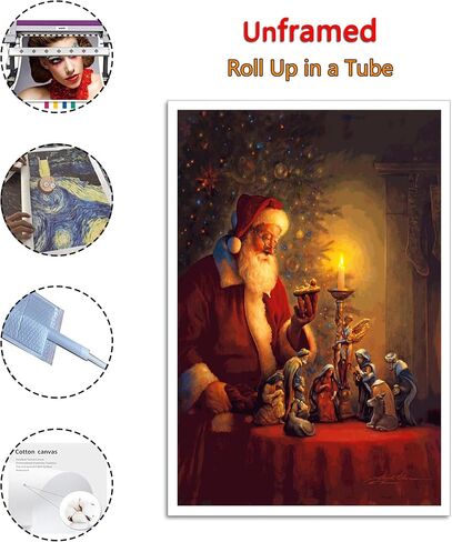 Christmas Santa Claus And Nativity Scene Poster Decorative Painting Canvas Wall Art Living Room Posters Bedroom Painting 16x24inch(40x60cm) in Saudi Arabia