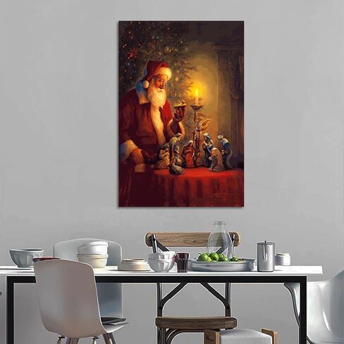 Christmas Santa Claus And Nativity Scene Poster Decorative Painting Canvas Wall Art Living Room Posters Bedroom Painting 16x24inch(40x60cm) in Saudi Arabia