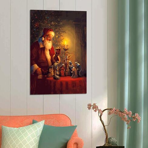 Christmas Santa Claus And Nativity Scene Poster Decorative Painting Canvas Wall Art Living Room Posters Bedroom Painting 16x24inch(40x60cm) in Saudi Arabia