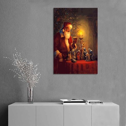 Christmas Santa Claus And Nativity Scene Poster Decorative Painting Canvas Wall Art Living Room Posters Bedroom Painting 16x24inch(40x60cm) in Saudi Arabia