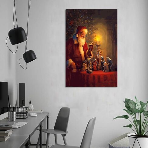 Christmas Santa Claus And Nativity Scene Poster Decorative Painting Canvas Wall Art Living Room Posters Bedroom Painting 16x24inch(40x60cm) in Saudi Arabia