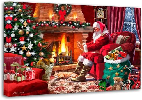 Christmas Santa Claus And Nativity Scene Poster Decorative Painting Canvas Wall Art Living Room Posters Bedroom Painting 16x24inch(40x60cm) in Saudi Arabia