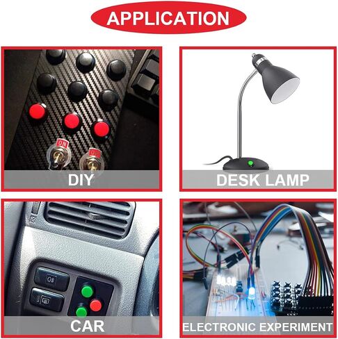 15Pcs Self-Locking Switch 12mm Green Mini Latching Push Button Switch ON Off AC 250V/1.5A 125V/3A Micro Round Push Button Switch 2Pin 12V with Pre-Wired Wires for PC Table Lamp DIY Model in Kuwait