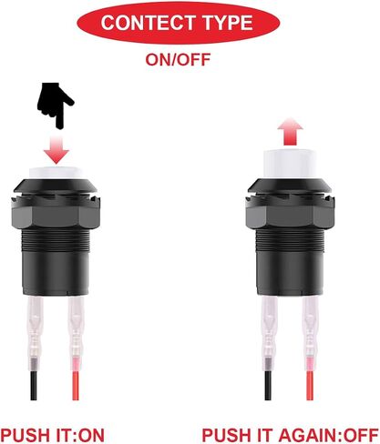 15Pcs Self-Locking Switch 12mm Green Mini Latching Push Button Switch ON Off AC 250V/1.5A 125V/3A Micro Round Push Button Switch 2Pin 12V with Pre-Wired Wires for PC Table Lamp DIY Model in Kuwait