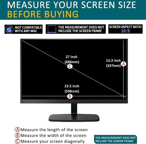 23 Inch Anti Blue Light Screen Protector for Universal Diagonal 23" with Aspect Ratio 16:9 Standard/Curved Monitor &Touchscreen, Protection Eyes Filter(20" x 11.3" /W x H) in Saudi Arabia