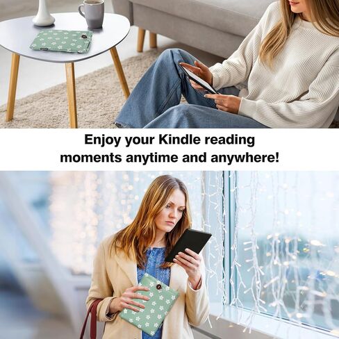 MoKo 6-7" Embroidered Daisy Padded Sleeve Pouch for 7" Kindle Colorsoft Signature Edition 2024, 6.8/6" Kindle Paperwhite/Kids, Fire 7 2022, Voyage/Kobo eReader, Beige Floral in Saudi Arabia
