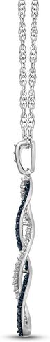 Jewelili 10k White Gold Twist Pendant Necklace with Round Black and White Diamonds, 1/4 cttw, 18" Rope Chain in Kuwait