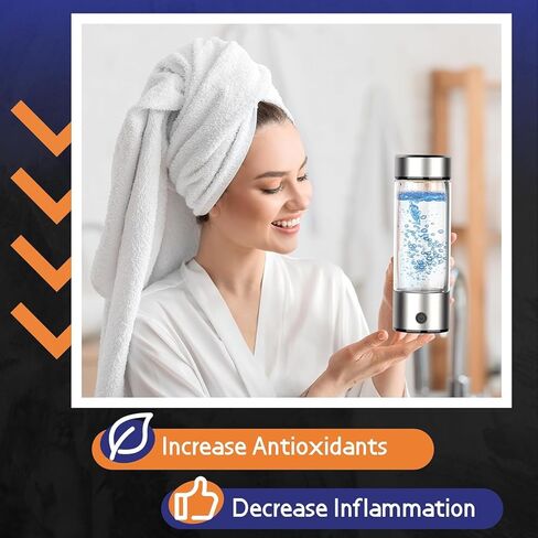 Hydrogen Water Bottle 2024 Generator with SPE PEM Technology Water Ionizer, Hydrogen Water Machine Improve Water in 3 Minutes for Home, Office, Travel, Daily Drinking（Silver）, HB-420 in Kuwait