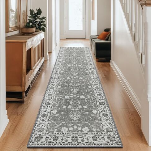 2x8 Runner Rug Machine Washable Hallway Rug Non Slip Kitchen Runner Carpet Vintage Hallways Entrance Rug Shaggy Area Rug for Kitchen Bedroom Laundry Room Soft Bedside Rug Dark Grey in Saudi Arabia