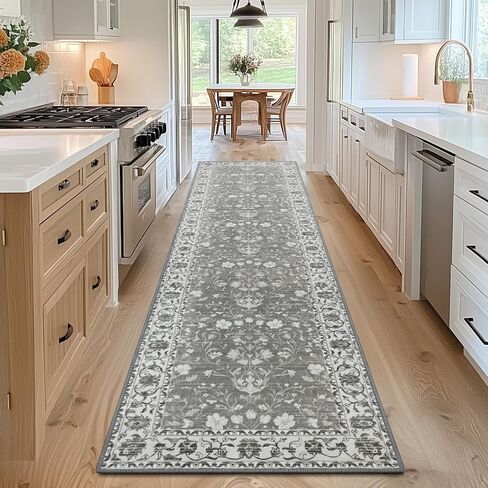 2x8 Runner Rug Machine Washable Hallway Rug Non Slip Kitchen Runner Carpet Vintage Hallways Entrance Rug Shaggy Area Rug for Kitchen Bedroom Laundry Room Soft Bedside Rug Dark Grey in Saudi Arabia