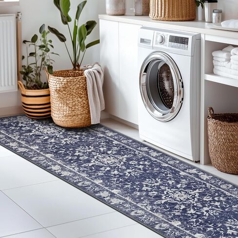 2x8 Runner Rug Machine Washable Hallway Rug Non Slip Kitchen Runner Carpet Vintage Hallways Entrance Rug Shaggy Area Rug for Kitchen Bedroom Laundry Room Soft Bedside Rug Dark Grey in Saudi Arabia