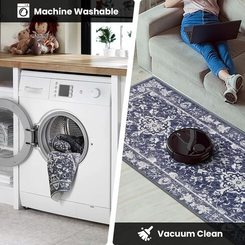 2x8 Runner Rug Machine Washable Hallway Rug Non Slip Kitchen Runner Carpet Vintage Hallways Entrance Rug Shaggy Area Rug for Kitchen Bedroom Laundry Room Soft Bedside Rug Dark Grey in Saudi Arabia