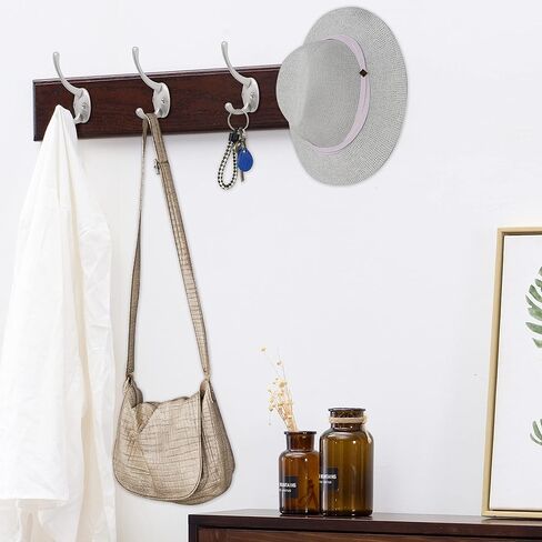 IBosins 12 Pack Antique Brass Coat Hooks Wall Mounted with 24 Screws Retro Double Hooks Utility Antique Brass Hooks for Coat, Scarf, Bag, Towel, Key, Cap, Cup, Hat in Saudi Arabia