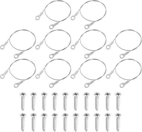 uxcell 10Pcs Lanyard Cable Eyelets Ended, 15cmx1.5mm 304 Stainless Steel Wire Rope Lanyard with Self-Tapping Screws for Connect Furniture, Lamp Hanging in Saudi Arabia