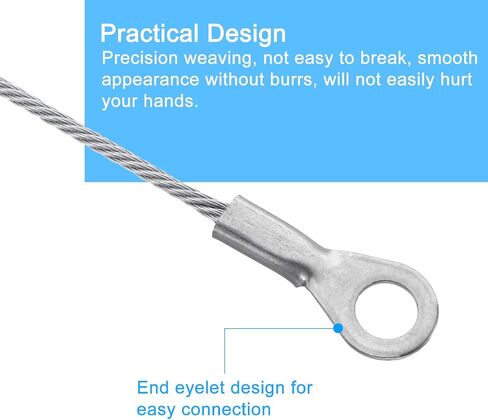 uxcell 10Pcs Lanyard Cable Eyelets Ended, 15cmx1.5mm 304 Stainless Steel Wire Rope Lanyard with Self-Tapping Screws for Connect Furniture, Lamp Hanging in Saudi Arabia