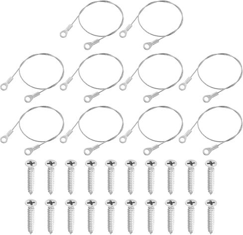 uxcell 10Pcs Lanyard Cable Eyelets Ended, 15cmx1.5mm 304 Stainless Steel Wire Rope Lanyard with Self-Tapping Screws for Connect Furniture, Lamp Hanging in Saudi Arabia