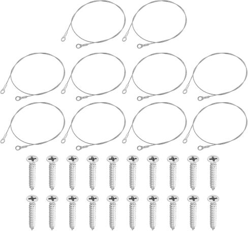 uxcell 10Pcs Lanyard Cable Eyelets Ended, 15cmx1.5mm 304 Stainless Steel Wire Rope Lanyard with Self-Tapping Screws for Connect Furniture, Lamp Hanging in Saudi Arabia