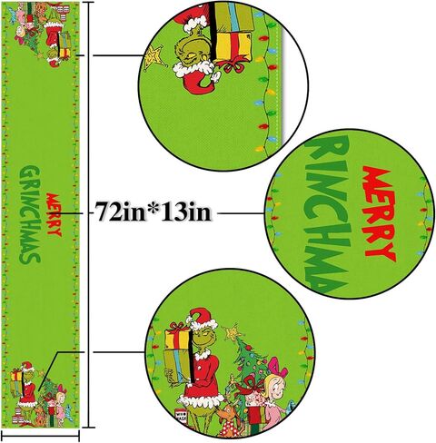 Nepnuser عيد ميلاد سعيد الجدول عداء الأخضر عيد الميلاد الديكور عيد الميلاد الشتاء عطلة إمدادات حزب المنزل مطبخ غرفة الطعام ديكور (13 "× 72") in Kuwait