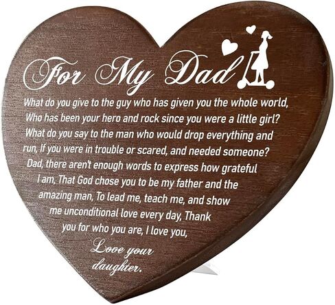 Dad Memorial Heart Plaque, Wooden Heart Tabletop Decor, Heart Shaped Table Sign, Dad Loss Gift, Sympathy Gift for Loss of Father, Condolence Gift for Dad Loss, In Loving Memory of Passed Dad in Saudi Arabia