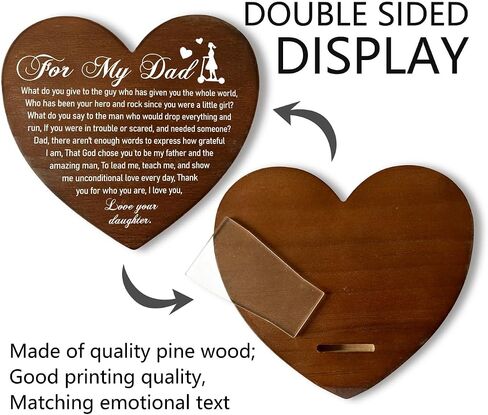 Dad Memorial Heart Plaque, Wooden Heart Tabletop Decor, Heart Shaped Table Sign, Dad Loss Gift, Sympathy Gift for Loss of Father, Condolence Gift for Dad Loss, In Loving Memory of Passed Dad in Saudi Arabia