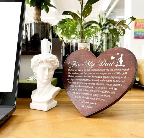 Dad Memorial Heart Plaque, Wooden Heart Tabletop Decor, Heart Shaped Table Sign, Dad Loss Gift, Sympathy Gift for Loss of Father, Condolence Gift for Dad Loss, In Loving Memory of Passed Dad in Saudi Arabia