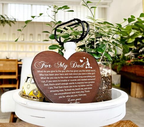 Dad Memorial Heart Plaque, Wooden Heart Tabletop Decor, Heart Shaped Table Sign, Dad Loss Gift, Sympathy Gift for Loss of Father, Condolence Gift for Dad Loss, In Loving Memory of Passed Dad in Saudi Arabia