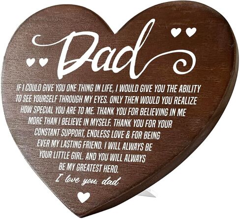 Dad Memorial Heart Plaque, Wooden Heart Tabletop Decor, Heart Shaped Table Sign, Dad Loss Gift, Sympathy Gift for Loss of Father, Condolence Gift for Dad Loss, In Loving Memory of Passed Dad in Saudi Arabia