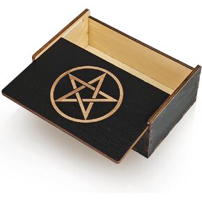 Tarot Card Box, Small Wooden Tarot Box, Moon Star Printed Tarot Card Holder Box for Storage, Jewelry, Healing Stones, Dice, Home Decor, Witchcraft