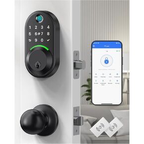 Keypad Smart Lock with Knob Set,Keyless Entry Door Lock Deadbolt with Handle,Front Door Lock Set,Fingerprint Door Lock for Front Door,Electronic Code Deadbolt