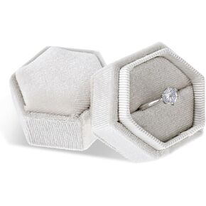 Velvet Ring Box, Jewelry Ring Box Engagement Ring Box Wedding Day Ring Holder with Detachable Lid for Wedding Ceremony Proposal Engagement Anniversary, Gift