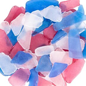 Nautical Crush Trading Sea Glass | Red White & Blue Colored Sea Glass Mix | 11 Ounces of Sea Glass for Art Crafts and Decor | Sea Glass Bulk