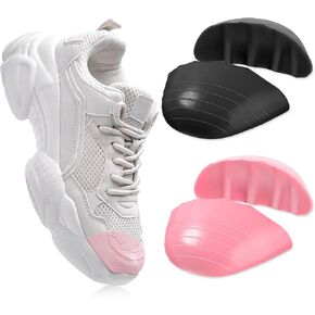 Shoe Filler Insert for Loose Shoe, 4 Pcs Toe Cushion Inserts for Shoes Too Big Adjustable Big Shoe Inserts Make Shoes Fit for Casual Sports Shoes Boots High Heels Women Men (Black/Pink)
