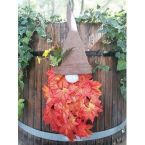 Fall Thanksgiving Gnomes Wreaths, 30 Inch Autumn Artificial Maple Leaf Wreath for Front Door Hanging Decorations, Harvest Decor for Indoor Outdoor Wall Window Porch Home Farmhouse