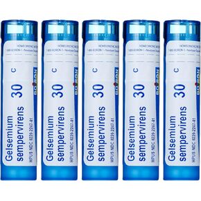 Boiron Gelsemium Sempervirens 30C (Pack of 5), Homeopathic Medicine for Stage Fright, Apprehension and Fever,5 Count (Pack of 1)