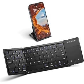 Foldable Bluetooth Keyboard, Portable Wireless Folding Keyboard with touchpad, Travel Pocket for iOS, Mac OS, Android, Windows Laptop Tablet Smartphone (BT5.1 x 3)