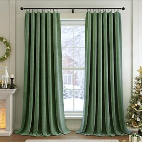 FMFUNCTEX Velvet Curtains Ivory Curtains for Bedroom Living Room Light Filtering Curtains 96 Inches Long Soft Luxury Heavy Rod Pocket Window Treatments Drapes Dining Room 2 Panels Set