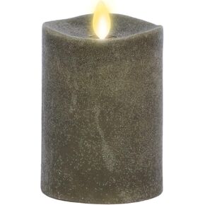 Luminara Flameless Candle LED Pillar Fresh Mint Chalky Linen Finish - Real Wax Melted Top Unscented, Remote Ready, Timer (3 x 4.5 inch)