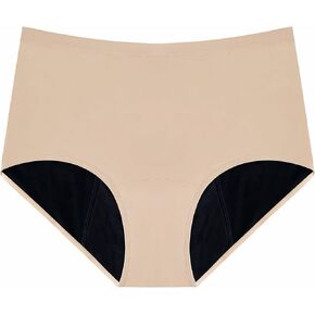 AIRCUTE Washable Super Absorbent Urinary Incontinence Underwear Women High Waist Briefs Moderate Heavy Bladder Leaks 150ML(Beige, 3X-Large)