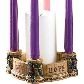 Candle Holders - Luxury Tabletop Christmas Centerpiece Advent Wreath Candle Holder Figurine, 6-Inch, Silver Nativity