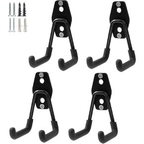 Heavy Duty Garage Storage Utility Hooks, Steel Wall Mount Hooks, Garage Garden Tool Organizer, Hanging Utility Wall Hooks, Steel Garage Garden Hooks, Small U Hooks Tool Storage Organizer (6, Black)