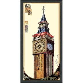 Empire Art Direct "Big Ben" Dimensional Art Collage Hand Signed by Alex Zeng Framed Graphic Wall Art,17" x 33"