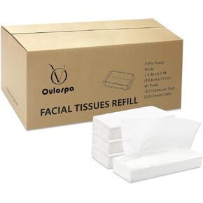 Facial Tissue Refill - 30 Packs, 100 Tissues Per Pack, 3000 Total for Tissue Box Holder. Soft Tissues Bulk for Home Office Car Restaurant Hotel and Tissue Box Cover