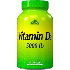 ALFA VITAMINS Vitamin D3 5000 IU - Immune Boost - Healthy Joints & Bones - 100 Capsules