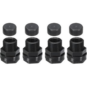 PATIKIL PVC Bulkhead Fitting with Cap NPT1/2" Female x GHT 3/4" Male, 6 Pack Double Threaded Bulkhead Water Tank Connector with Seal Gasket for Rain Bucket Sinks Aquariums, Black